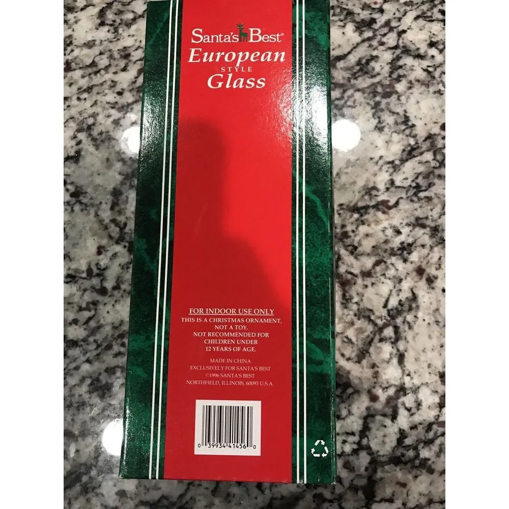 Santa's Best European Style Glass Santa Claus Glitter Christmas Ornament Vintage